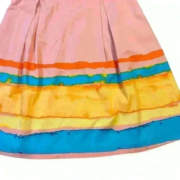 Pink and Blue Pleated A-Line Mini Dress - Picture 6 of 6